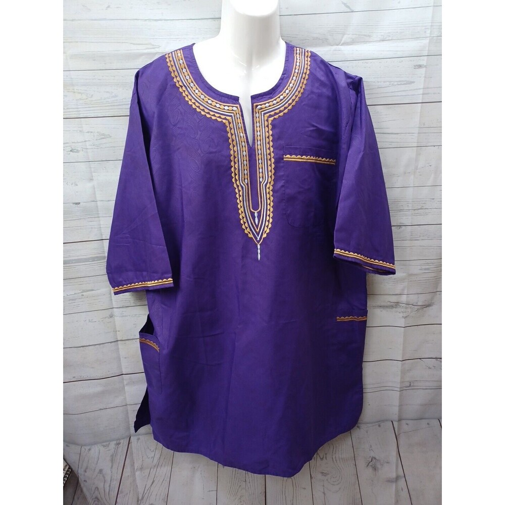 Kirat Mens Kameez Purple Pakistani Indian Qamees Shalwar Kurti Tunic F One Size